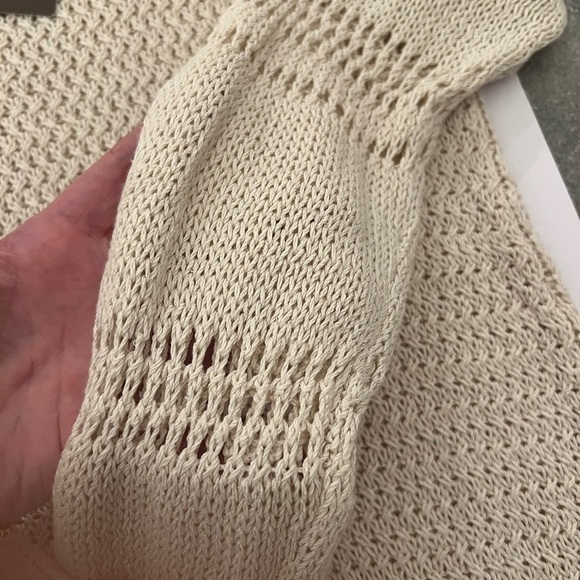 Tommy Bahama V-neck Open Knit Long Sleeve Lightweight Shark Bite Hem Pullover XL - Picture 5 of 10